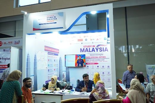 Students being counselled at the busy Study in Malaysia counter