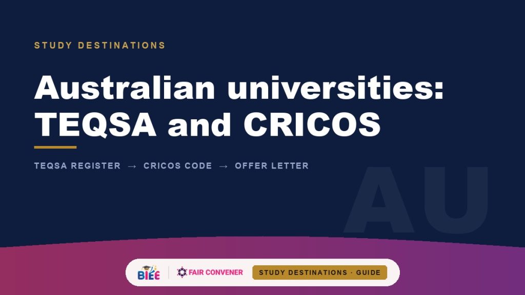 Australian universities — TEQSA register and CRICOS course check