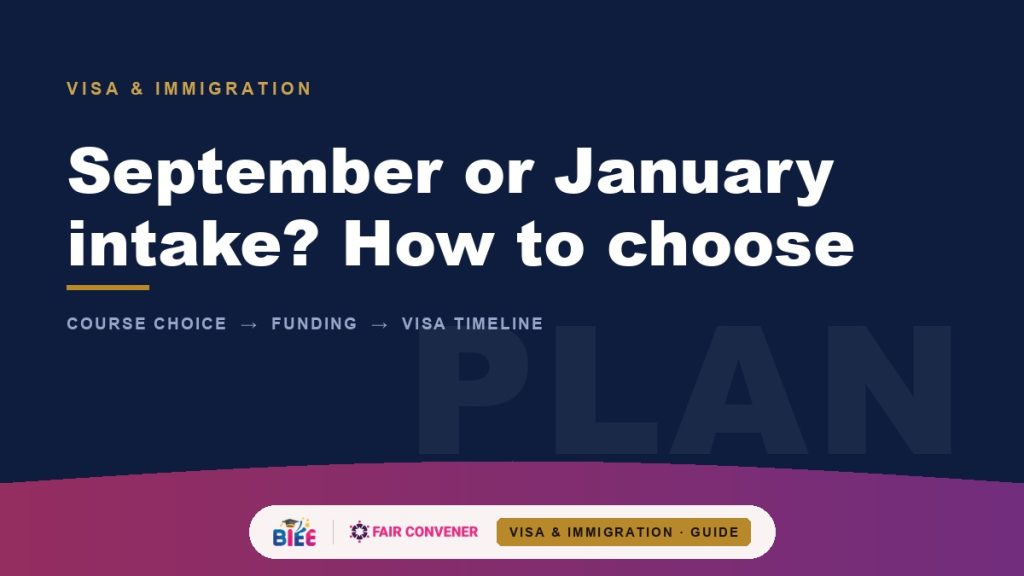 September or January intake — course choice, funding and visa timeline