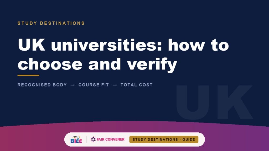 UK universities — recognised body, course fit and total cost